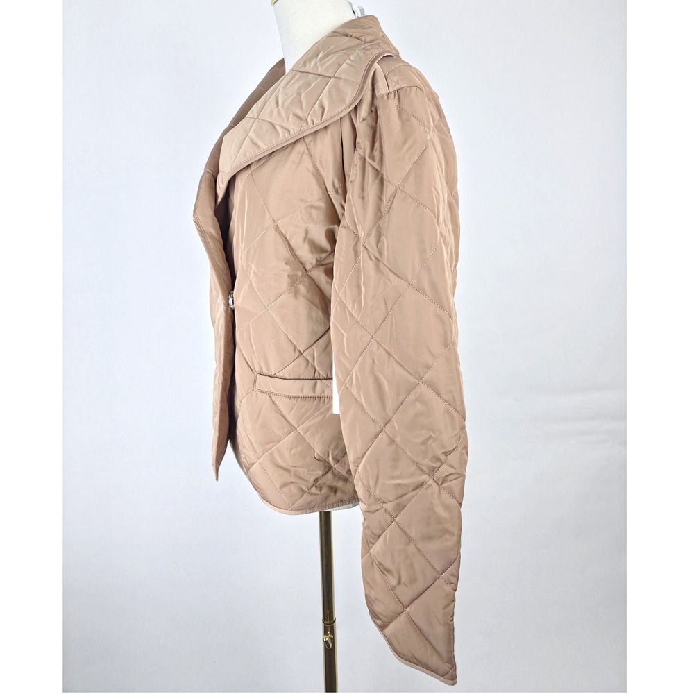 Calvin Klein Quilted Jacket Womens Large Tan Lightweight Wrap Front Gorpcore NWT - Picture 5 of 10